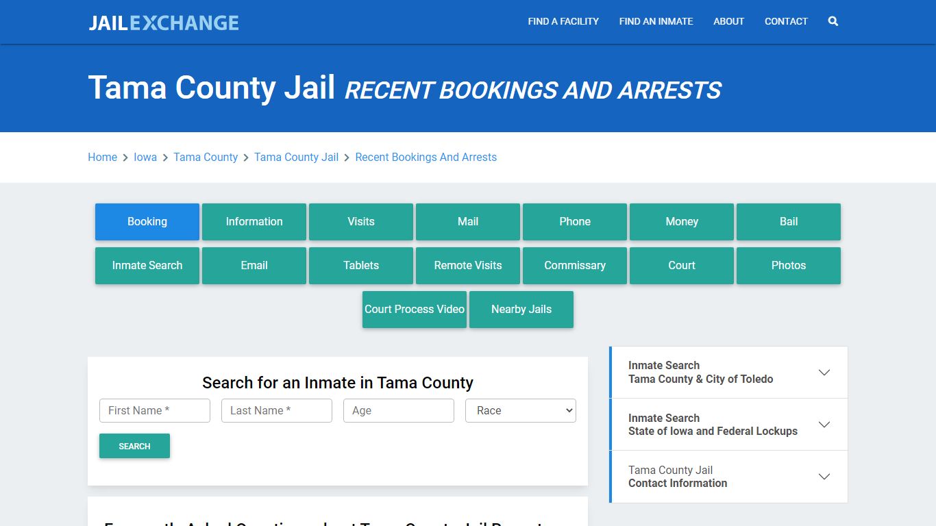 Tama County Jail Recent Bookings And Arrests - Jail Exchange